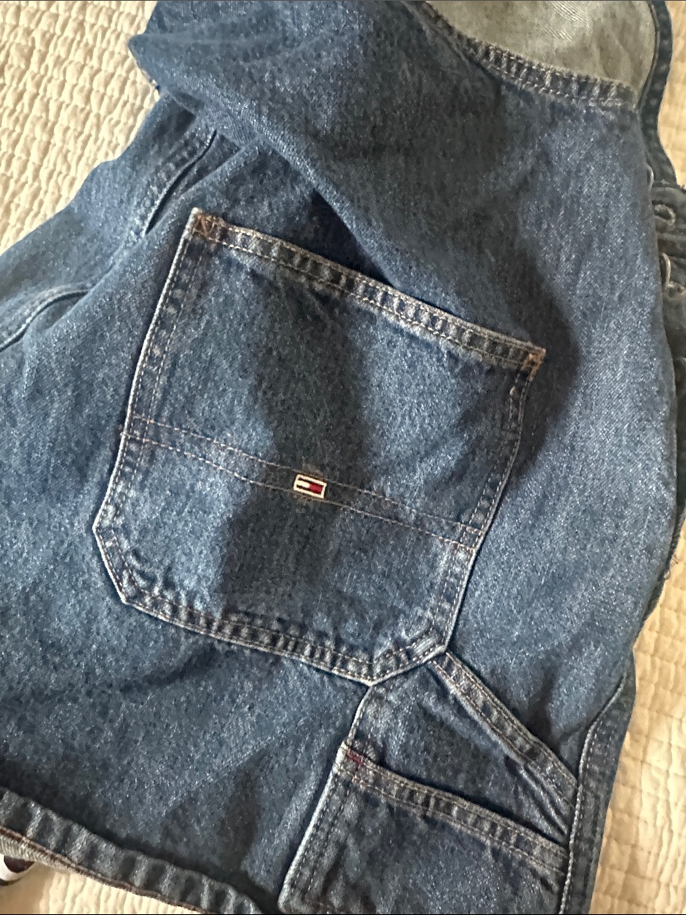 Tommy Hilfiger Blue Denim Pinafore Dress with Logo Strap - Picture 4 of 5
